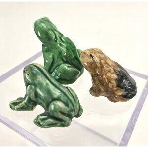 Ceramic Frog Collection Set Of 3 Vintage Figurines Collectibles je164